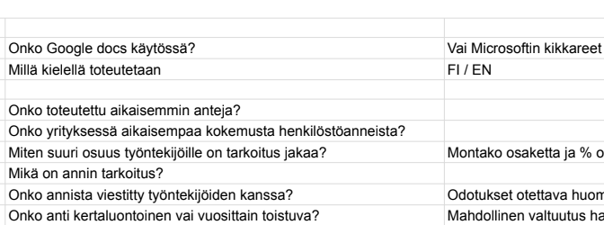 Kuvassa on esimerkkejä kysymyksistä, joita käytetään apuna henkiklöstöannin suunnittelussa.